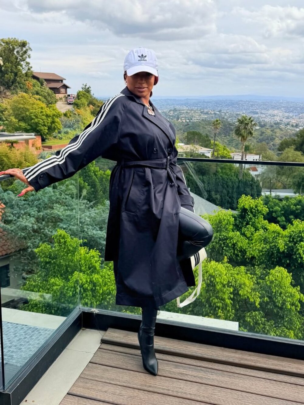 Adidas Black Trench Coat Size S | 3 Stripe Belted Streetwear Jacket